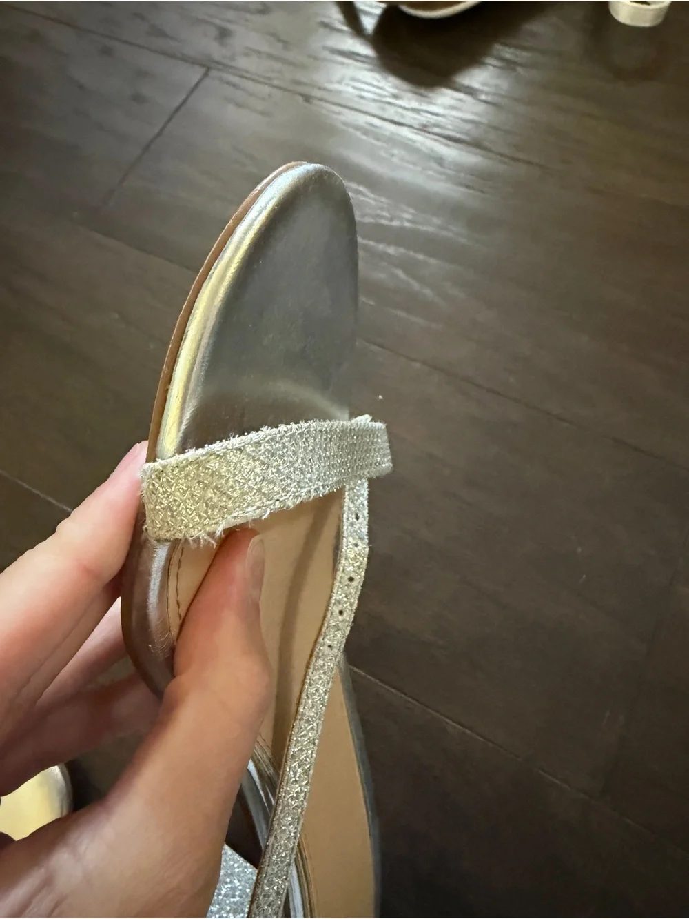 Jewel Badgley Mischka Silver Glitter Strappy Ankle-Tie Sandals
